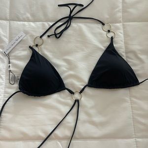 Monica Hansen Beachwear Girl On Fire Bikini Top in Black XL New Nwt Swim